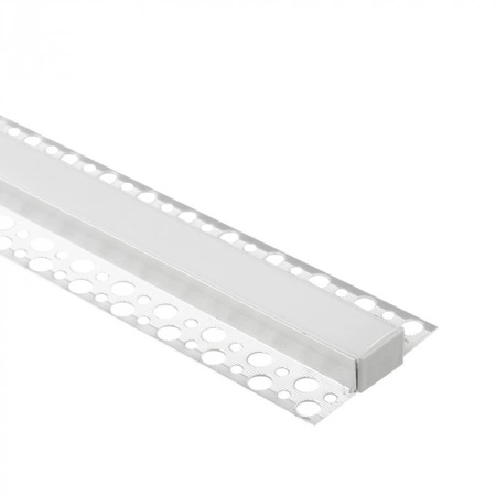 Hliníkový LED profil pro sádrokarton REGIPS široký pod dlaždice eloxovaný 2m s matným difuzorem pro LED pásky + koncovky GNS Ecolight series