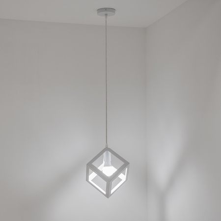 1x E27 Závěsná lampa, geometrická čtvercová Bílá ZWIS TALUS LUMILED