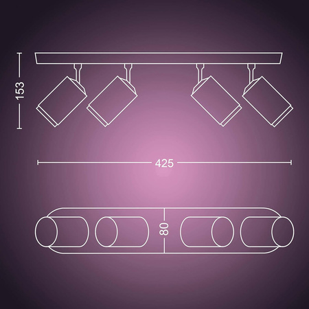 Lampa Philips HUE White and Color Ambiance Fugato 4x4,2W Bluetooth Zigbee