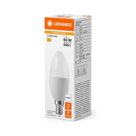 LED žárovka B37 E14 7,3W = 60W 806lm 4000K neutrální bílá LEDVANCE