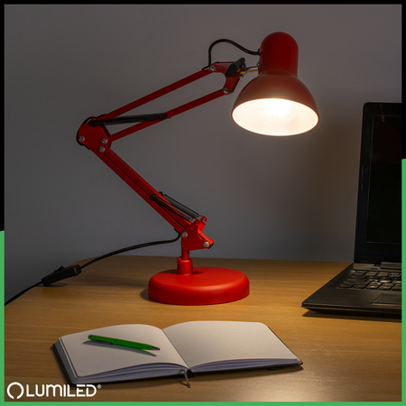 Stolní lampa E27, Červená + držák na stůl TOBI LUMILED