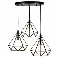 Geometrické černé stropní svítidlo LOFT DIAMENT 3xE27 drátěné stropní svítidlo