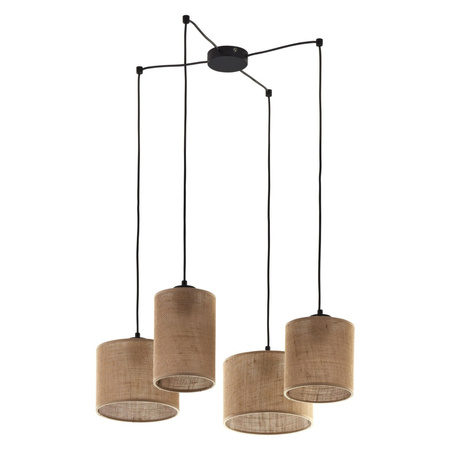JUTA Závěsné stropní svítidlo Lustr černo-hnědý ekologický 4xE27 6585 TK Lighting