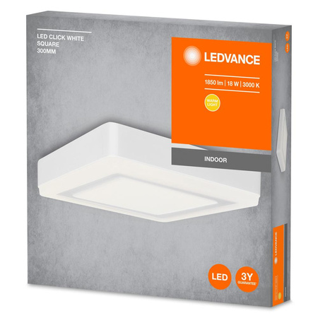 Přisazená LED panelová stropní lampa CLICK WHITE 18W 1100lm 3000K Teplá bílá 30cm LEDVANCE