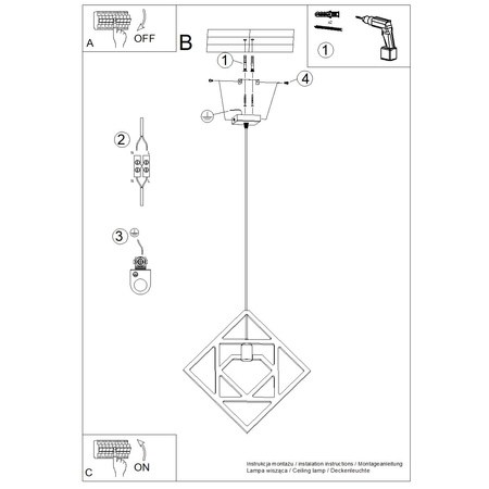 Stropní závěsné svítidlo E27 Přírodní dřevo CARO Peach Puff SL.1757 Sollux