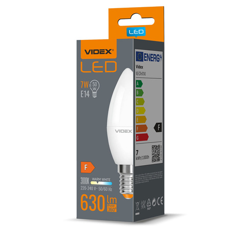 LED žárovka E14 C37 Candle 7W = 50W 630lm 3000K Warm 220° Videx