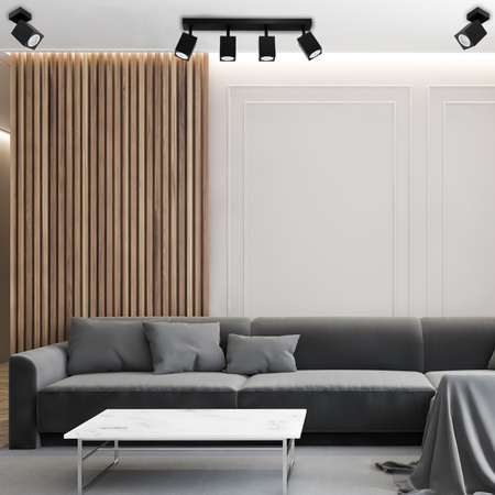 Reflektorové stropní svítidlo 4xGU10 QUANTUS beam strip Black