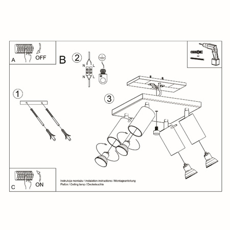 Svítidlo pro povrchovou montáž RING 4 4xGU10 Reflektor halogenový pohyblivý Minimalistický bílý SOLLUX