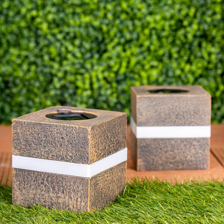 LED solární lampa Venkovní zahradní stojící kámen 3000K IP44 12cm soumrakový senzor