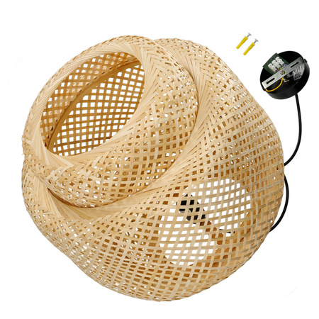Bambusová dekorativní závěsná lampa E27 Boho Bonn Kobi