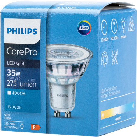 LED žárovka GU10 3.5W = 35W 275lm 4000K Neutrální bila 36° PHILIPS