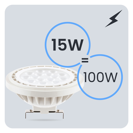 10x Žárovka LED AR111, G53 15W = 100W 1521lm 3000K 12V Teplá bílá 38° LUMILED