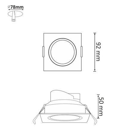 Čtvercové vestavné svítidlo VENUS LED stříbrná 7W 570lm Teplá bílá 3000K GOLDLUX (Polux)