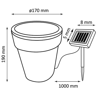 LED solární zahradní lampa bílá KVĚTINÁČEK 4000K Neutrální bila GOLDLUX (Polux)