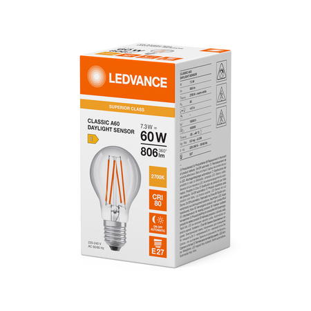 LED žárovka E27 A60 7,3W = 60W 806lm 2700K Warm 320° Ledvance