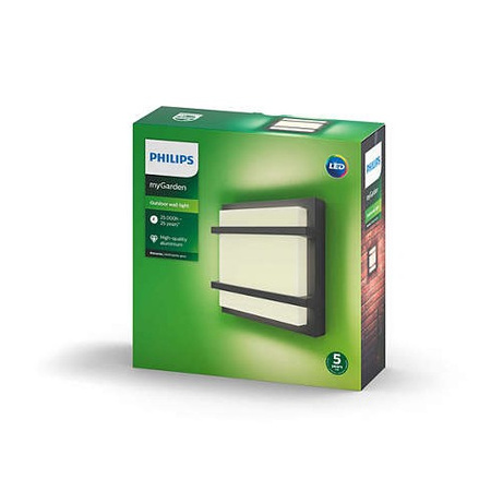 Zahradní nástěnná LED lampa PETRONIA 12W 4000K antracit PHILIPS