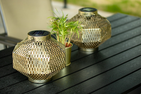 LED solární lampa Lucerna zahradní vlákno LANTERN závěsná kovová měď