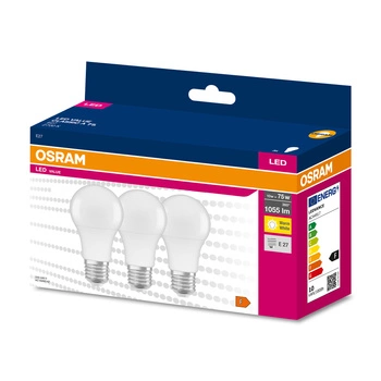 3PAK LED žárovka E27 A60 10W = 75W 1055lm 2700K Warm OSRAM Value