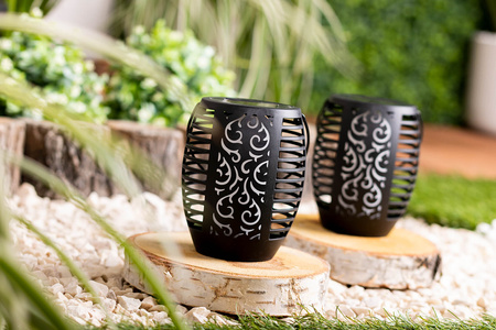 Solární zahradní lampa LED závěsná LANTERN Flame IP44 1700K soumrakový senzor