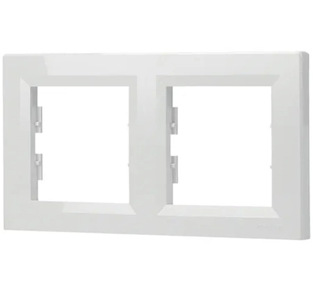 2-násobný horizontální rám pro dvojitou zásuvku. bílá ASFORA