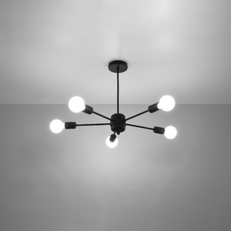 LED závěsné stropní svítidlo LANGO 5xE27 Lustr černý SOLLUX