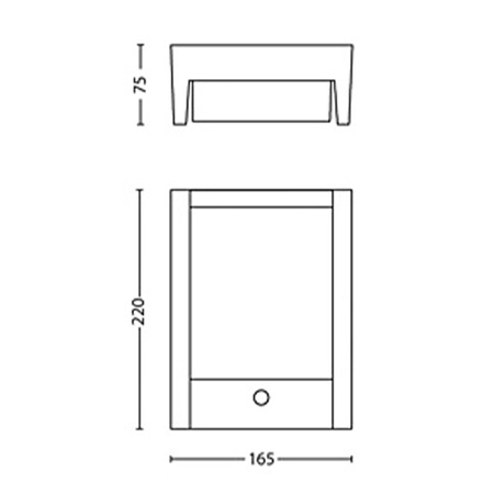 ARBOR IR myGarden LED zahradní nástěnná lampa 6W 4000K IP44 s pohybovým senzorem obdélníková antracitová PHILIPS