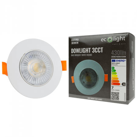 Vestavné LED svítidlo pro zapuštěnou montáž 3W / 5W / 7W CCT White Round DOWNLIGHT Ecolight