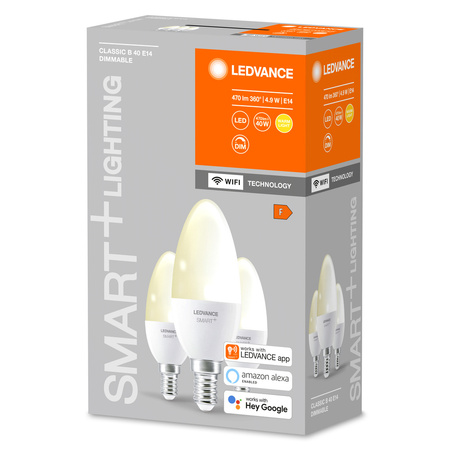 3x LED žárovka E14 B35 5W 470lm 2700K Teplá bílá LEDVANCE SMART+ WiFi Stmívatelné