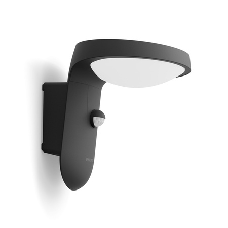 Zahradní lampa LED nástěnná lampa TYLA IR myGarden 9W 2700K IP44 s pohybovým a soumrakovým senzorem antracit PHILIPS