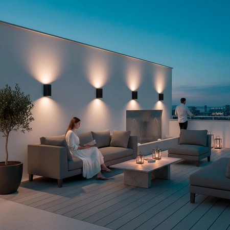 Zahradní nástěnná lampa 2x GU10, čtvercové Černá ALLIUM LUMILED