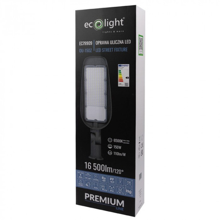 LED pouliční lampa 150W 16500lm 6500K studená IP65 110lm/W PREMIUM Ecolight