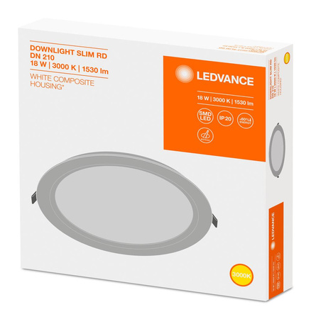 Zapuštěný LED panel 18W 3000K DOWNLIGHT Slim DN210 LEDVANCE kulatý
