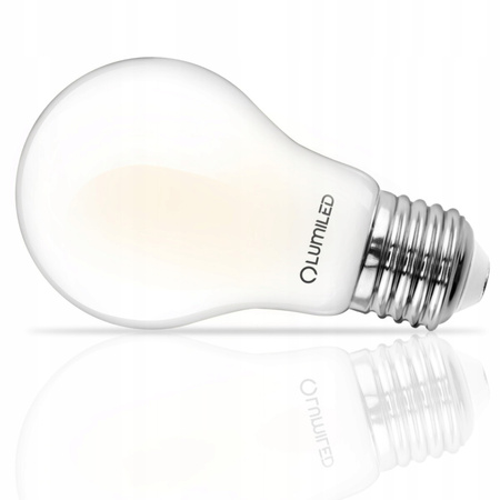 Žárovka LED E27, A60 8W = 75W 1055lm 4000K Neutrální bílá 360° Mléčná Filament LUMILED