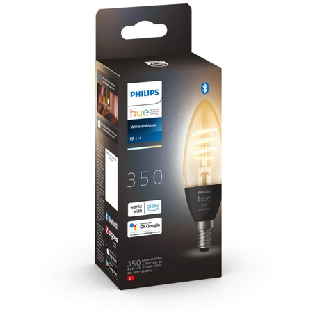 LED žárovka E14 B40 4,6W CCT PHILIPS HUE White & Ambiance Filament Bluetooth Zigbee