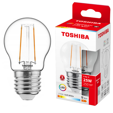 LED žárovka E27 G45 2,5W = 25W 250lm 2700K Warm Filament TOSHIBA