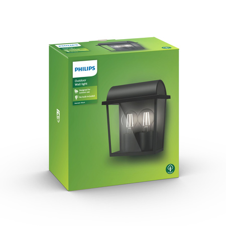 Zahradní lampa LED nástěnná lampa HARVEST myGarden 2xE27 IP44 Lucerna černá PHILIPS
