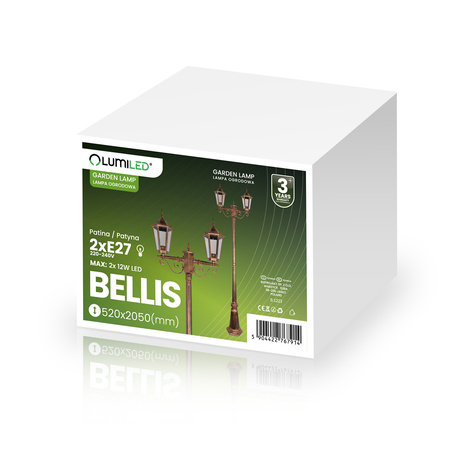 Venkovní zahradní lampa E27, LED sloupek lucerna 200cm BELLIS LUMILED