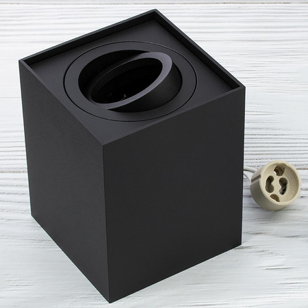 Povrchové Halogenové svítidlo GU10, SPOT TUBA 115mm Nastavitelná Čtvercová Černá AMAT-L LUMILED