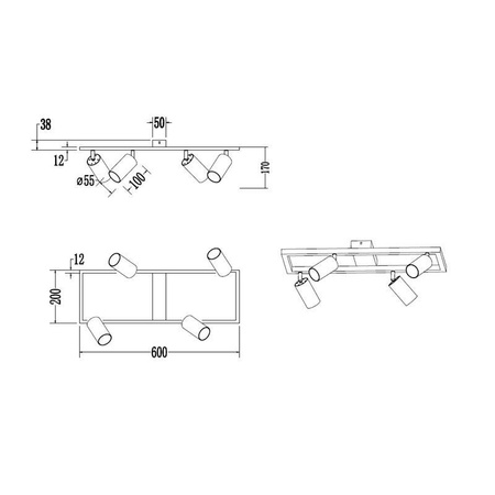 Lustr Stropní svítidlo Dekorativní 4x GU10 Black Masterled