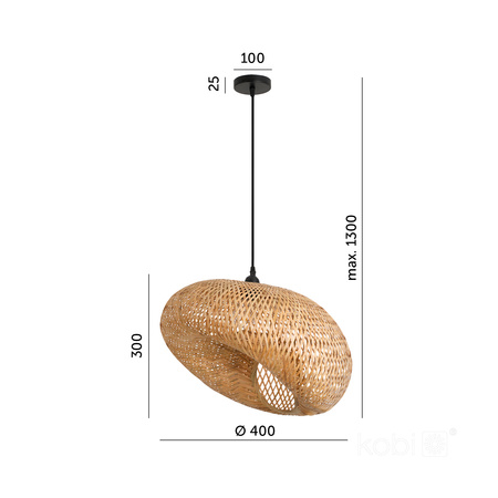 Bambusová dekorativní závěsná lampa E27 Boho Bemidi Kobi