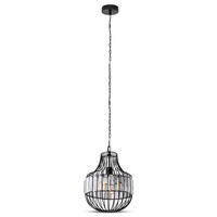 Závěsné svítidlo E27 z kovu a křišťálu D:30x36cm VT-7334 V-TAC