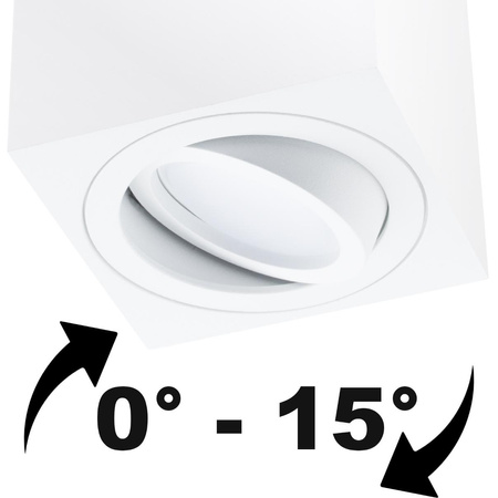 Povrchové Halogenové svítidlo 50mm, Nastavitelná Čtvercová Bílá AMAT-S + LED 7W 4000K LUMILED