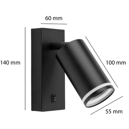 Nástěnné svítidlo GU10 RING s černým vypínačem