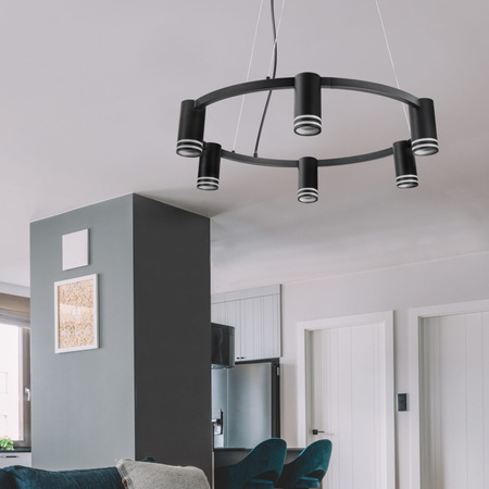 Stropní závěsné svítidlo 6x GU10 černé ROMA Sanico Goldlux