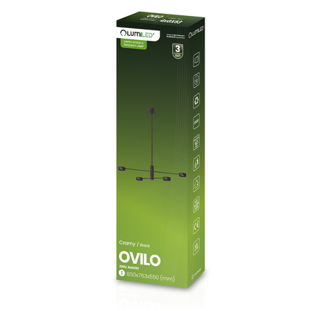 LED závěsné stropní svítidlo 4x GX53 Wall Black OVILO LUMILED