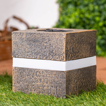 LED solární lampa Venkovní zahradní stojící kámen 3000K IP44 12cm soumrakový senzor