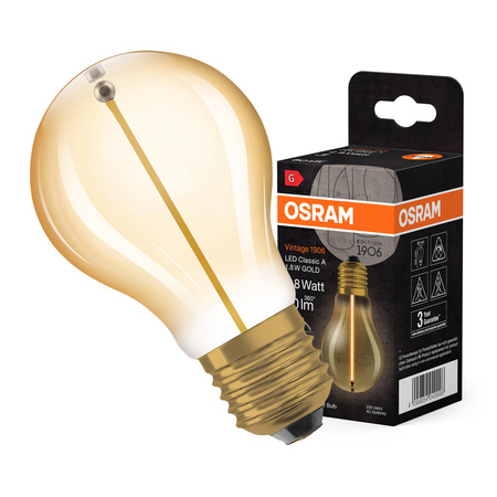 Dekorativní LED žárovka A60 E27 1,8W = 8W 80lm 2700K teplé 320° vlákno Vintage 1906 Osram