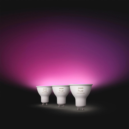 3x LED GU10 4,2W CCT RGB PHILIPS HUE White & COLOR Ambiance Bluetooth Zigbee žárovka + Hue Bridge + stmívač