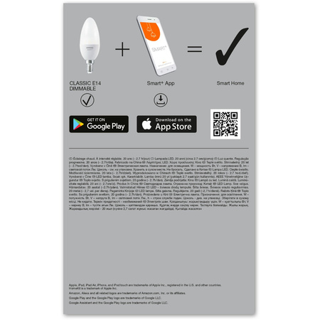 3x LED žárovka E14 B35 5W 470lm 2700K Teplá bílá LEDVANCE SMART+ WiFi Stmívatelné