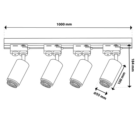 1m sada kolejnicového vedení + 4x stropní svítidlo s reflektorem GU10 LUMILED Rail Lighting